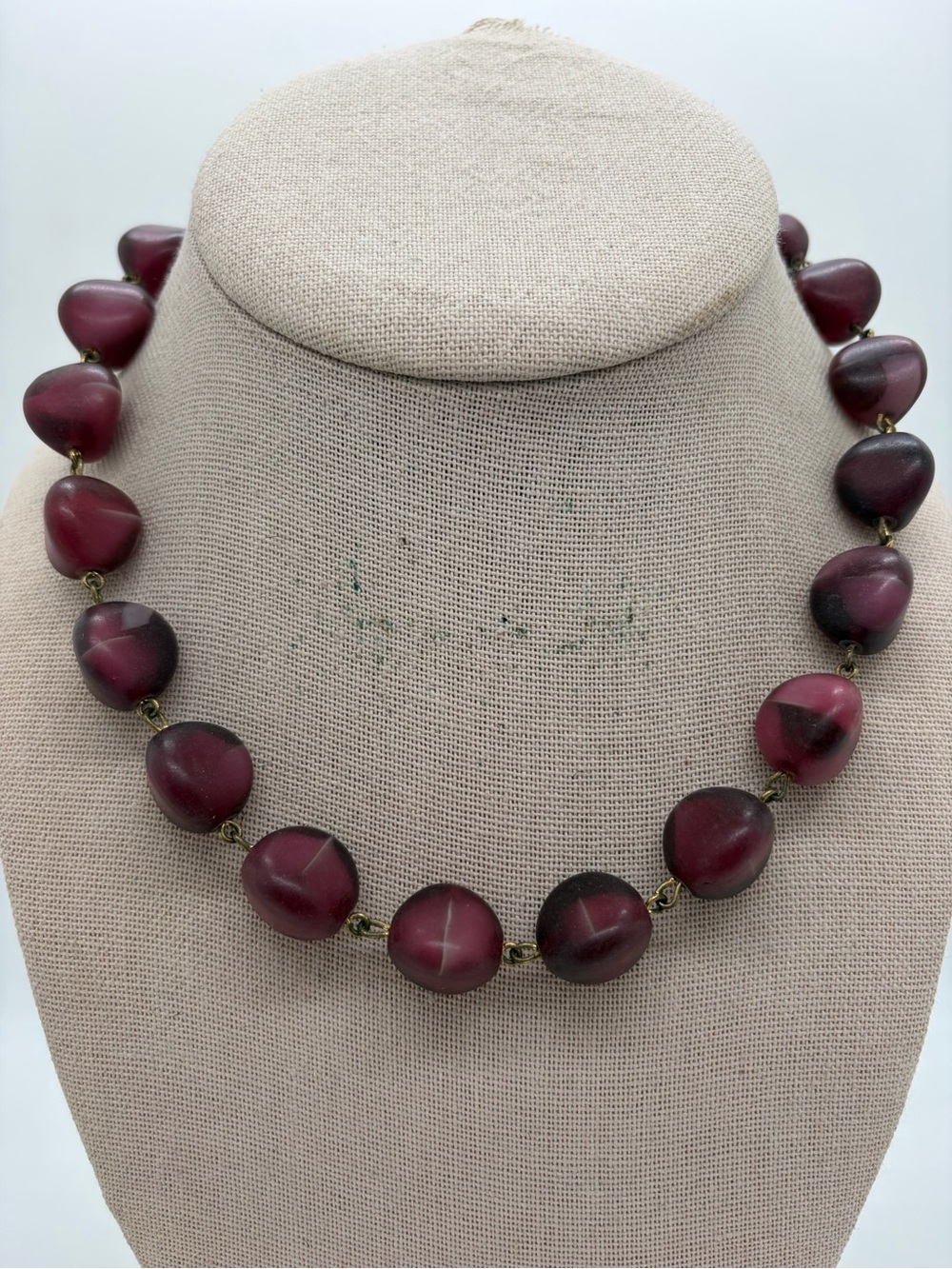 Vintage red/purple art glass beaded necklace